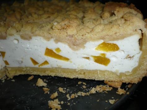 Vanille Pfirsich Quarkkuchen Mit Streuseln Rezept Kochbar De