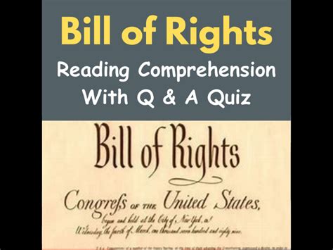 Bill Of Rights Reading Comprehension Questions With Answers Quiz