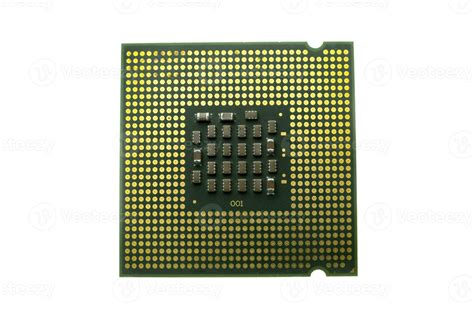 realistic cpu  view processor chip  white background