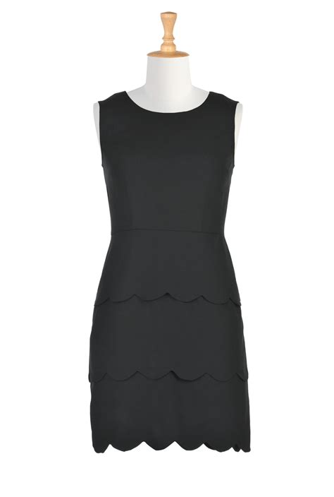 Shop Scallop Tiers Crepe Sheath Dress Eshakti