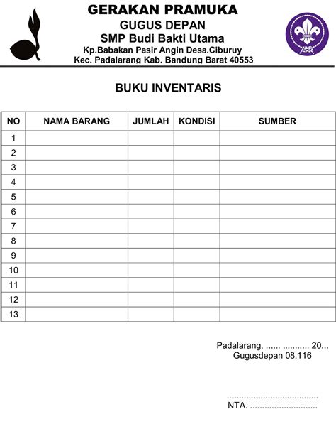 Contoh Format Daftar Inventaris Barang Ruangan Delinewstv