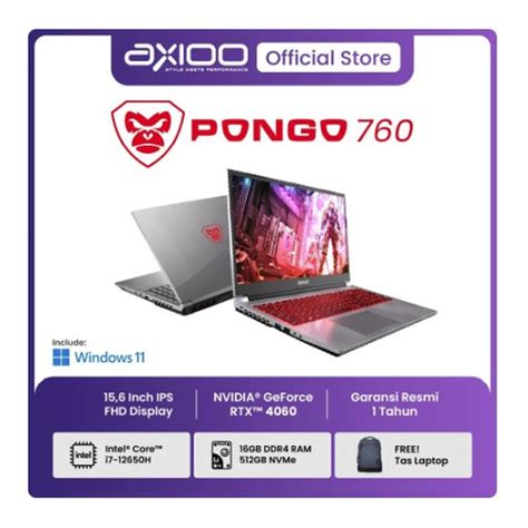 Jual AXIOO PONGO 760 Titanium Grey Intel I7 12650H 16Gb 512Gb 15 6