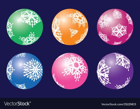 Set christmas balls with white snowflakes Vector Image