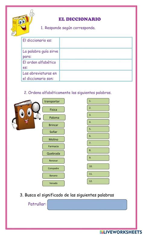 El Diccionario Interactive Activity For Tercero Interactive