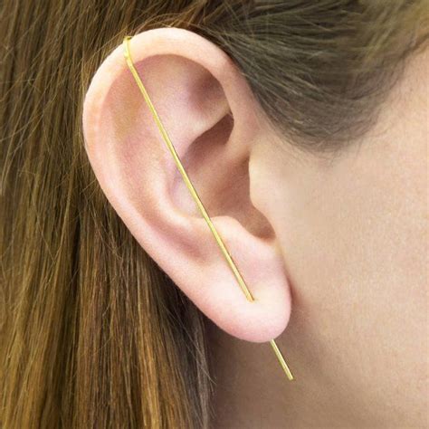 Gold Bar Ear Cuff Straight Bar Earrings Bar Ear Cuffs Ear Cuff