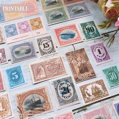 Postage Stamps Printable Ephemera Junk Journal Vintage Etsy