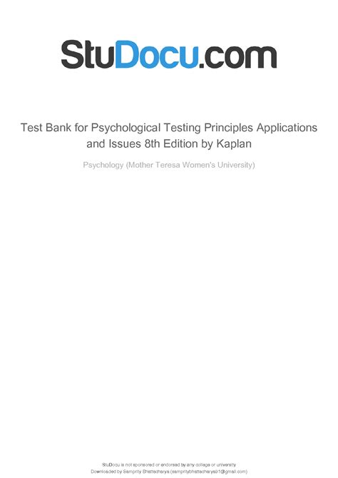 Solution Test Bank For Psychological Testing Principles Applications And Issues 8th Edition By