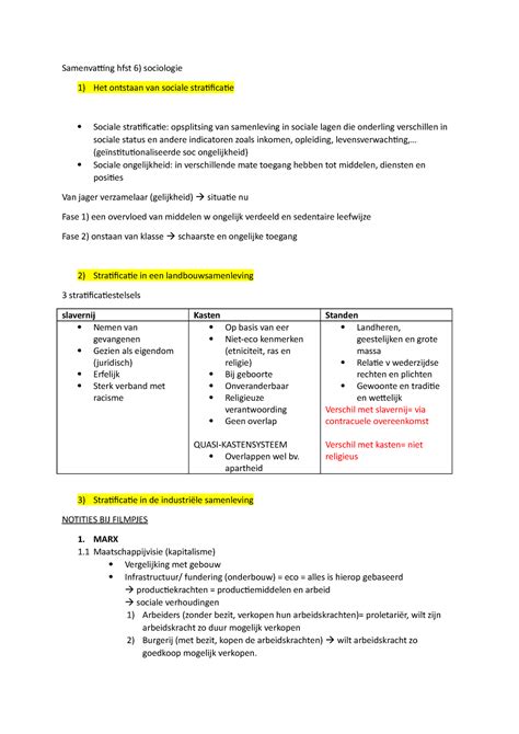 Samenvatting Hoofdstuk 6 Sociologie Sociale Stratificatie