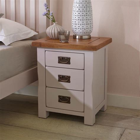 Kemble Drawer Painted Bedside Table In Rustic Solid Oak