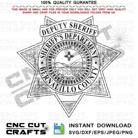 Deputy Sheriff Badge Vector Svg Bernalillo County New Mexico 7 Point