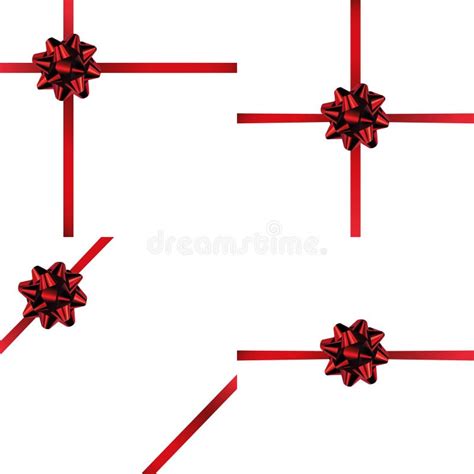 Vector Set Of Red T Wrapping Decorative Ribbons Isolated On White