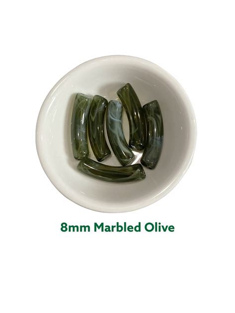 Mm Vert Olive Petites Perles Tubes En Acrylique Perles Tubes