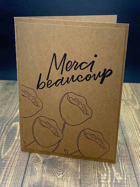 Merci Beaucoup Thank You Card Handmade Greeting Card Etsy