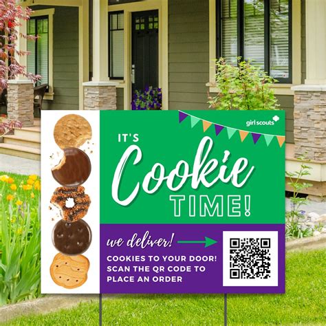 Girl Scout Cookies Yard Sign With Qr Code X Printable Etsy