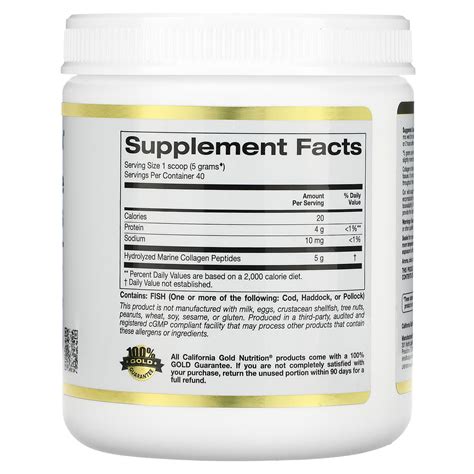 California Gold Nutrition, Hydrolyzed Marine Collagen Peptides ...