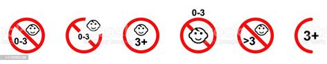 3 세 미만의 어린이를위한 벡터 표지판이 아닙니다 0 세에서 3 세 사이의 어린이에게는 금지되어 있습니다 벡터 레이블 또는