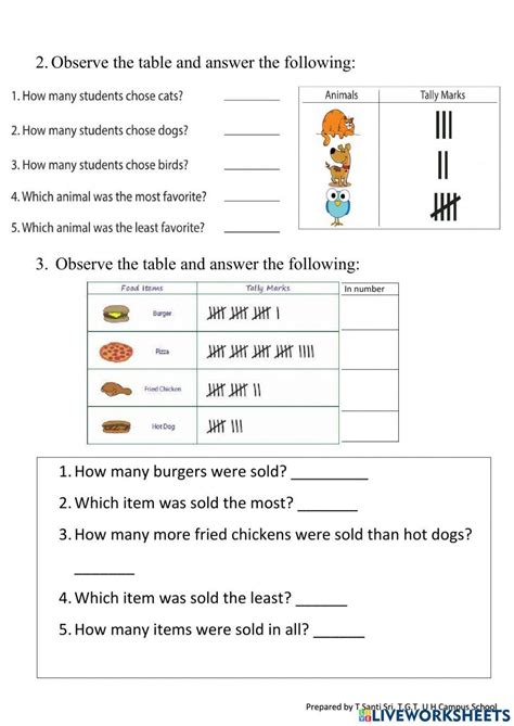 Tally Marks Worksheets For Grade 4