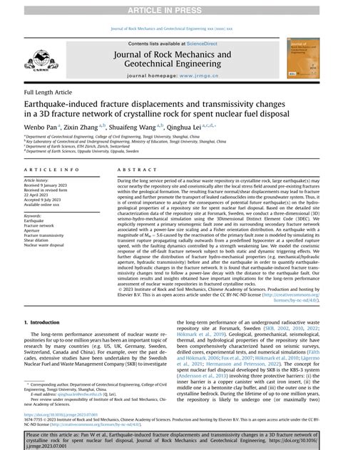 PDF Earthquake Induced Fracture Displacements And Transmissivity