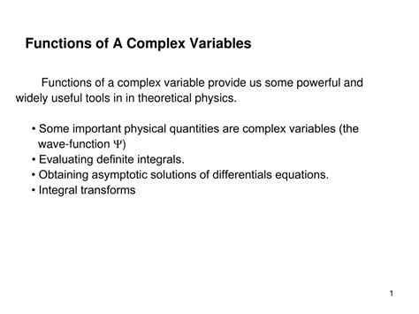 PPT Functions Of A Complex Variables PowerPoint Presentation Free