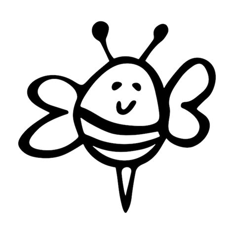 Clipart De Abeja Feliz Dibujado A Mano Doodle De Abeja Linda Para