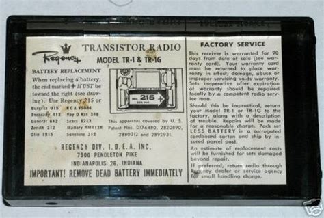 Regency Tr 1 World S First Transistor Radio 35078783