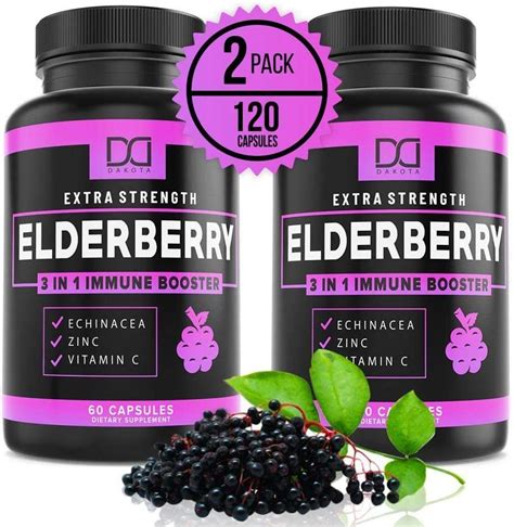 Organic Elderberry Capsules For Immune Support Booster Zinc Vitamin Elderberry Liquid Vitamins