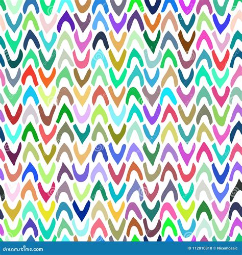 Vector Abstract Seamless Pattern With Hand Drawn Chevron Ticks Stock