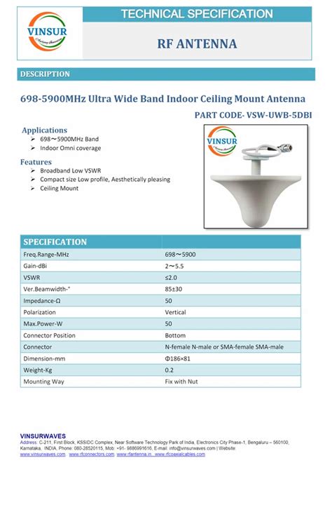 ABS 698 5900MHz Ultra Wide Band Indoor Ceiling Mount Antenna At Rs 290