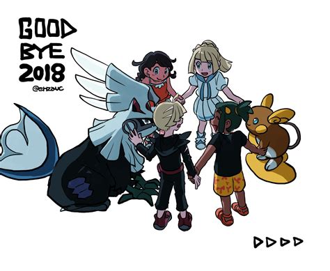 Lillie Selene Gladion Hau Alolan Raichu And 1 More Pokemon And 1