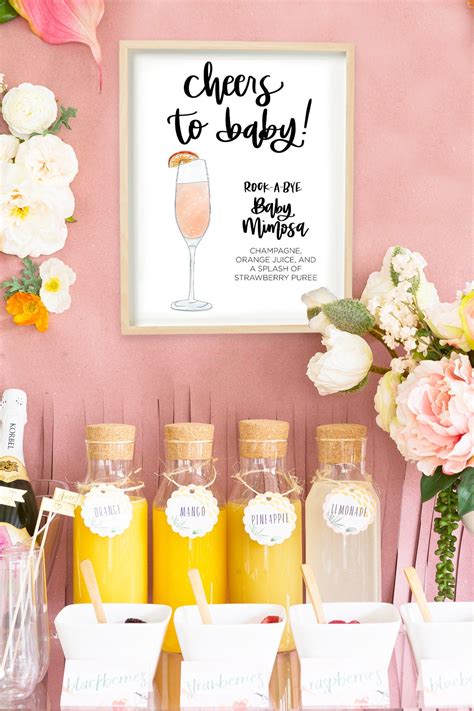 Wall Décor Home And Living Mimosa Bar Sign Printable Party Cocktail Bar Sign Champagne Bar Sign