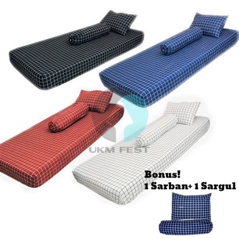 Jual Sprei Kotak Aesthetic Tebal Cm Bonus Sarung Bantal Guling Size