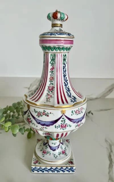 GRAND VASE URNE Balustre En Porcelaine De Samson Peint A La Main EUR 60