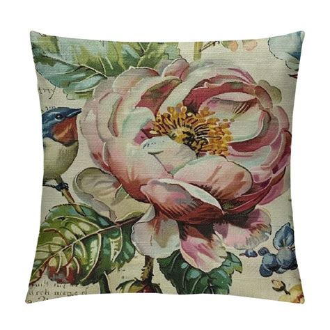 Canflashion Farmhouse Decorative Throw Pillow Covers Vintage Flower