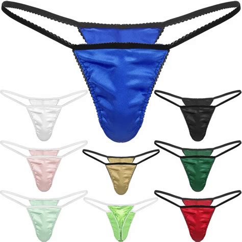 MENS BIKINI BRIEFS Low Rise Smooth Silky Satin T Back G String Tanga Underwear 4 50 PicClick UK