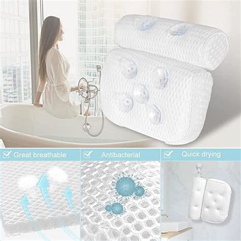 SOONHUA Bath Pillow - 4D Air Mesh Spa Cushion for Tub - Supports Neck ...