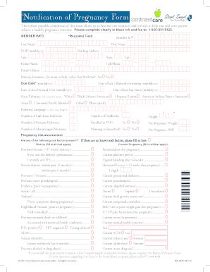 Fillable Online Notification Of Pregnancy Form Coordinated Care