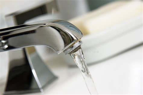 Running Water In Bathroom Faucet Stock Image Image Of Flow Polished