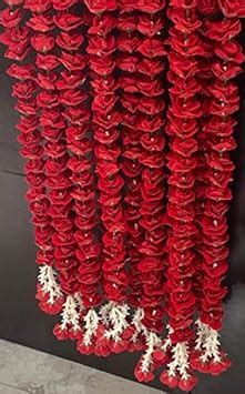 Dhd Artificial Red Ross Gulab Flowers In Each String Ladi