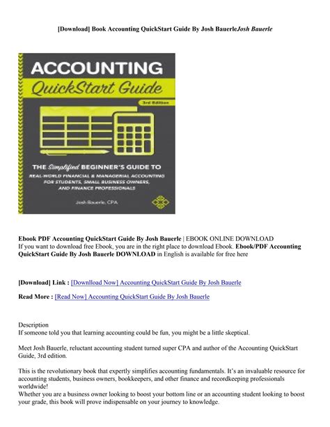 [pdf Epub] Accounting Quickstart Guide By Josh Bauerle By Benedictadow88 Issuu