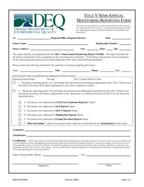 Fillable Online Deq Virginia T V S MONITORING REPORTING FORM Virginia