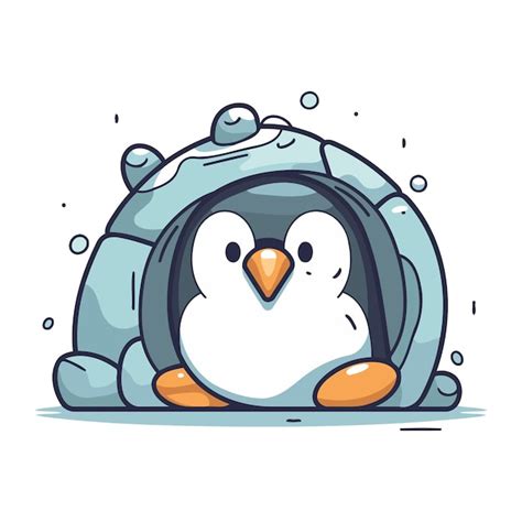 Lindo Ping Ino En Un Cubo De Hielo Ilustraci N Vectorial En Estilo De