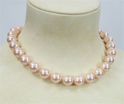 Beautiful Pink Faux Pearl Choker Statement Necklace For Sale At 1stDibs