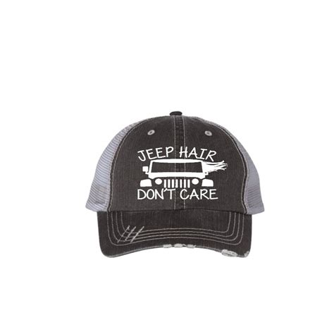 Jeep Hair Dont Care Custom Embroidered Hat Trucker Hat Etsy