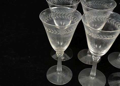 Lead Crystal Wine Glasses With Etched Wheat Border Ebth