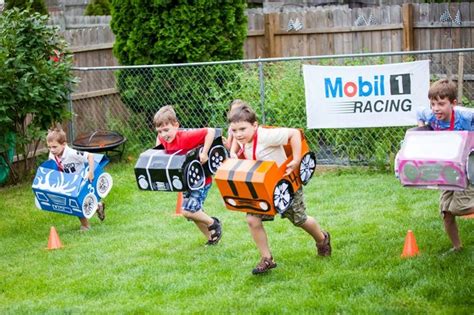 Cardboard Box Race Car Car Birthday Theme Birthday Ideas Preschool