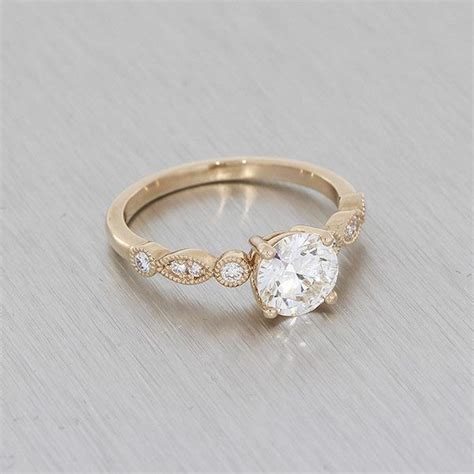 Rose Gold Vintage Engagement Ring With Milgrain Shoulders Portfolio