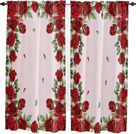 Vintage Rose Flower Window Curtains For Living Roombedroomkitchenbathroom Saint