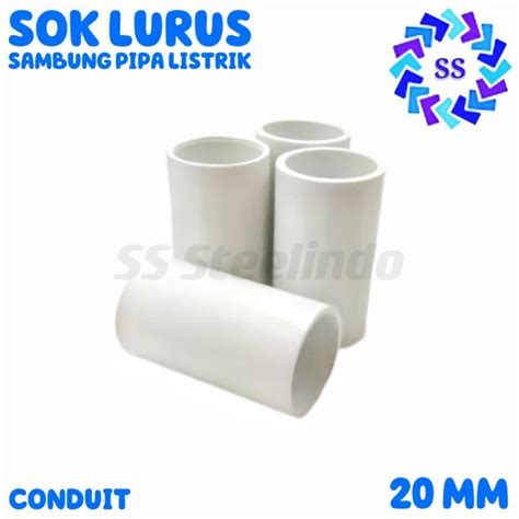 Jual FITTING SAMBUNGAN PIPA LISTRIK PVC SOK SHOCK LURUS 20MM CONDUIT