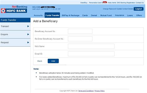 How To Add A Beneficiary To Hdfc Account And Transfer Funds Using Neft