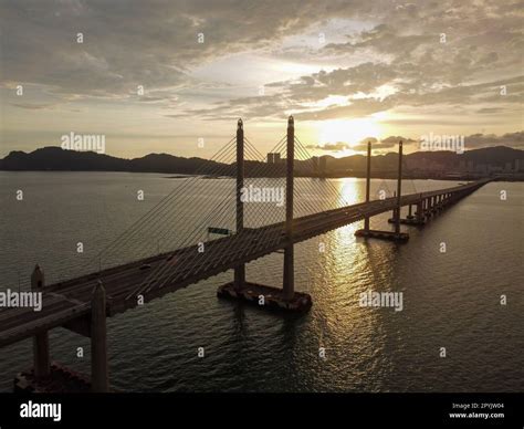 Aerial View Silhouette Penang Second Bridge Stock Photo Alamy